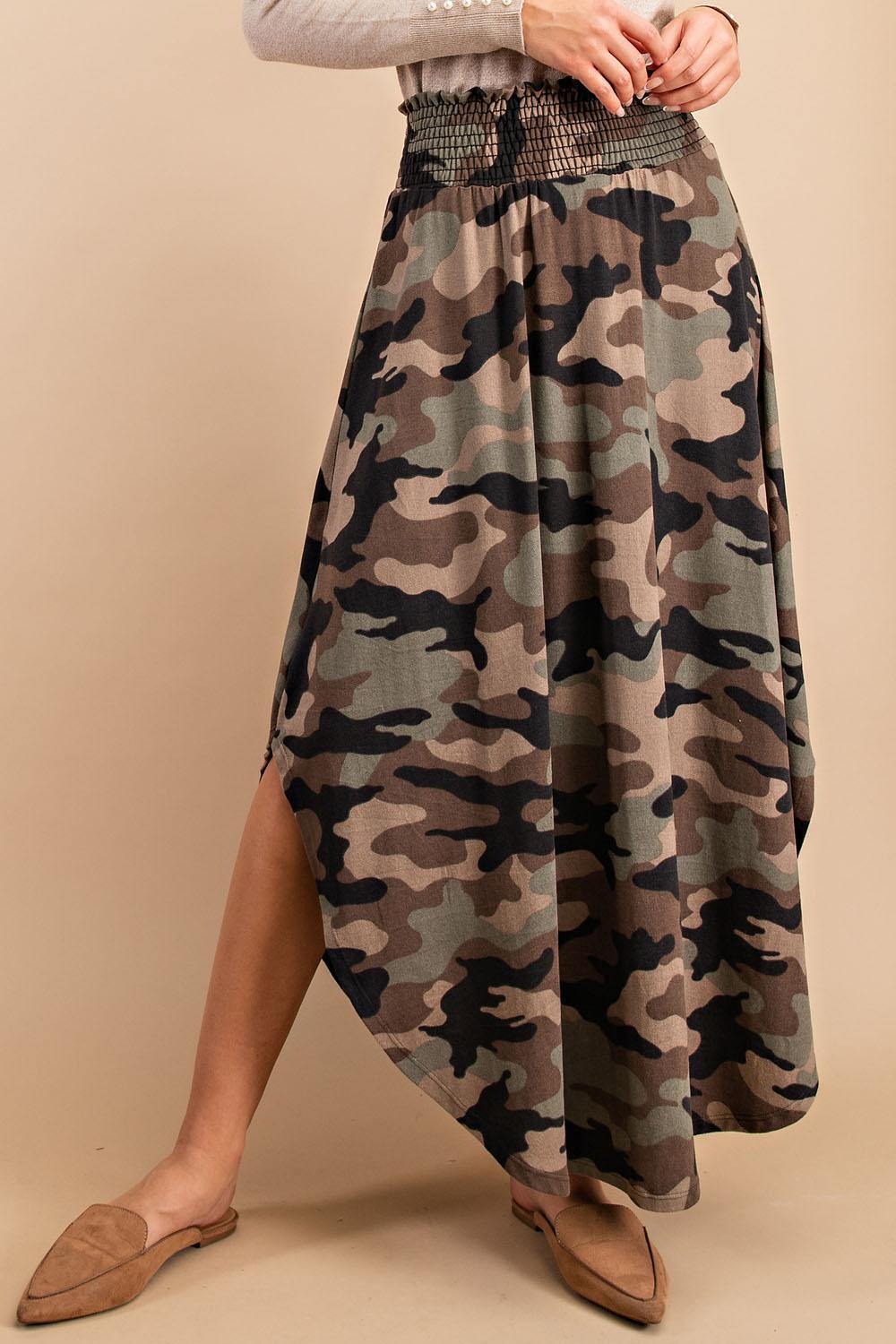 High Rise Camouflage Swing Maxi Skirt The Modest Style Boutique