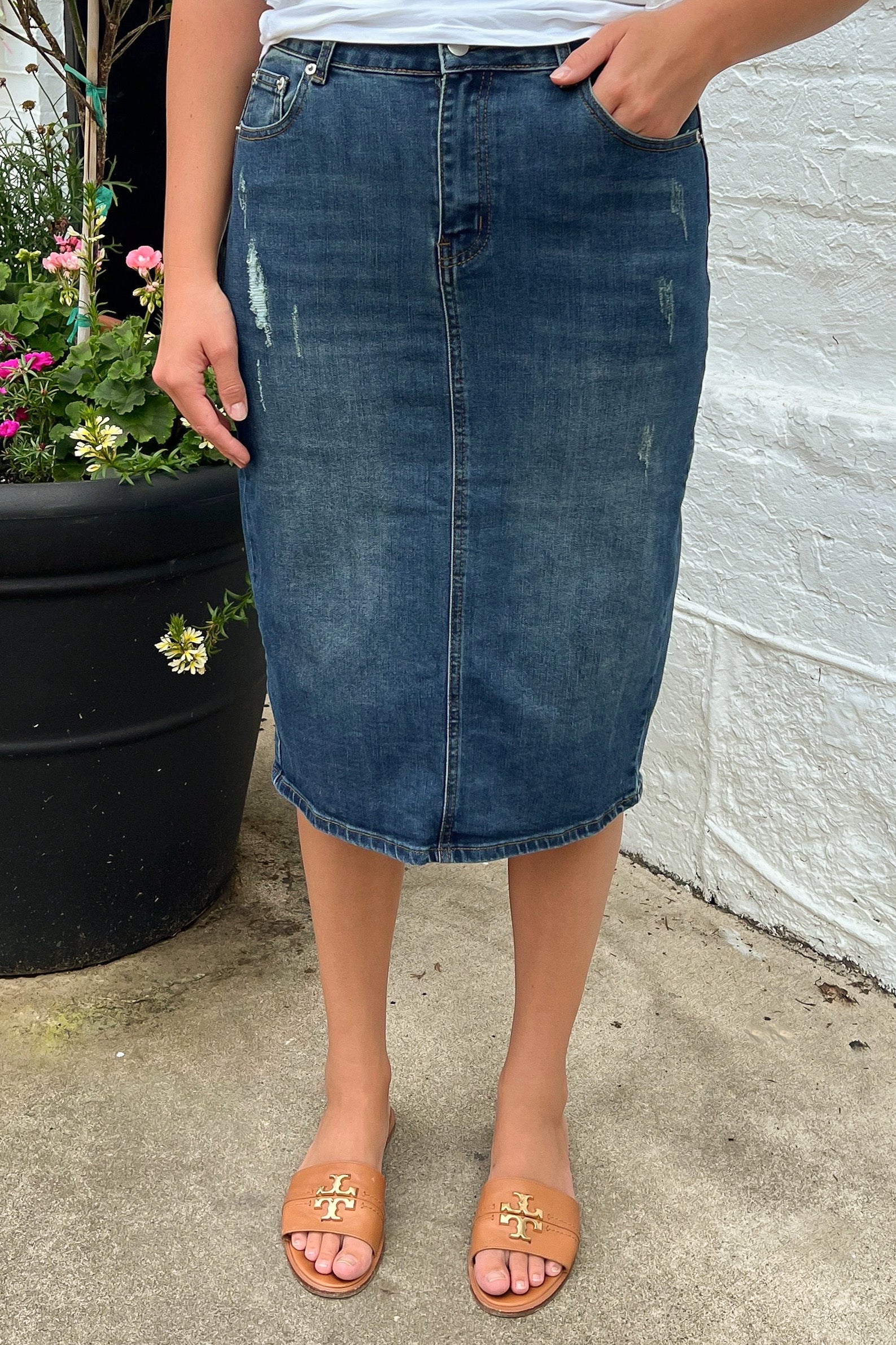 Benson Denim Skirt - Dk. Indigo