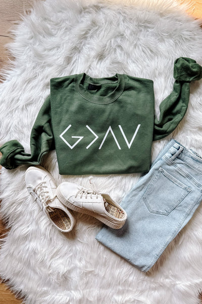 PRE-ORDER* God Is Greater Crewneck Sweatshirt (Ships by 8/22)
