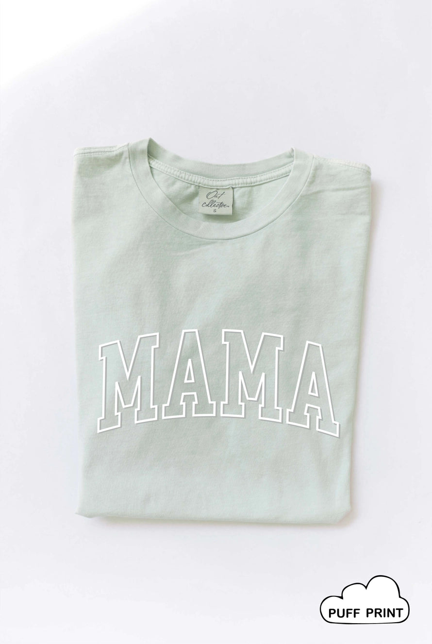 Mama Puff Print Mineral Wash Graphic Tee in Sage (FINAL SALE)