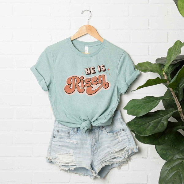 Retro He Is Risen Graphic Tee in Seafoam