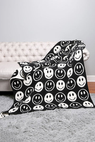 Happy Face Comfy Luxe Blanket - Multiple Colors