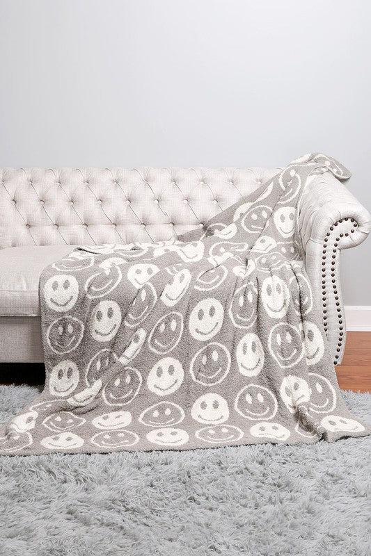 Happy Face Comfy Luxe Blanket - Multiple Colors