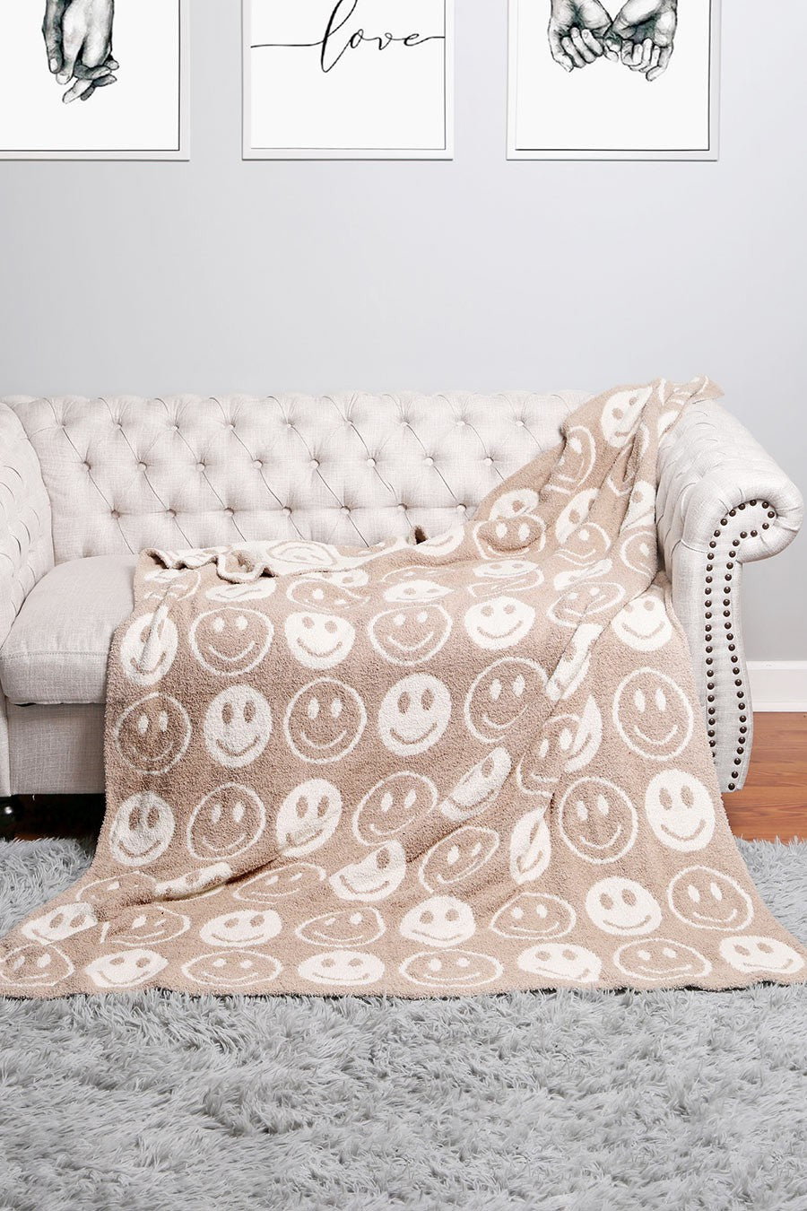 Happy Face Comfy Luxe Blanket - Multiple Colors