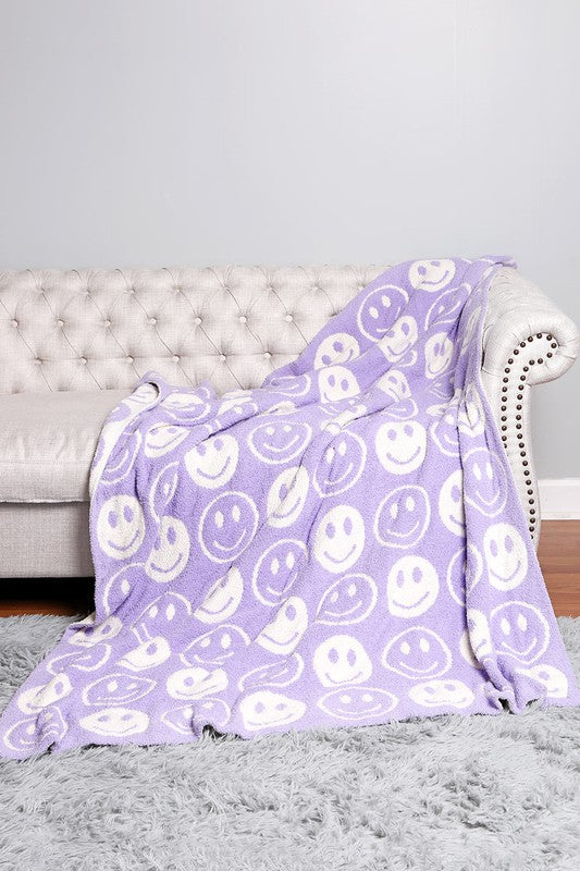 Happy Face Comfy Luxe Blanket - Multiple Colors