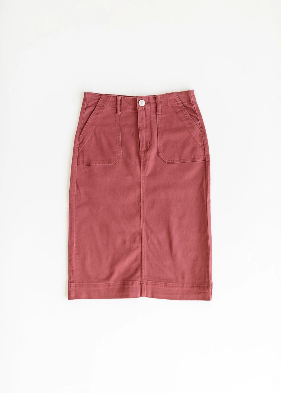 Amber Denim Skirt in Bright Burgundy