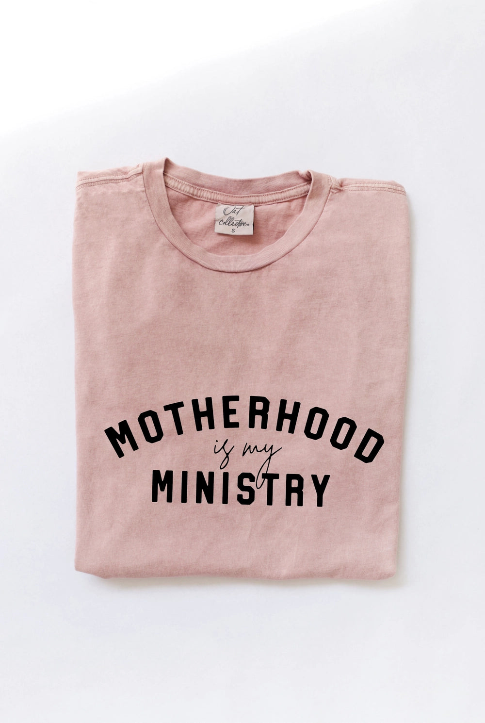 Motherhood is My Ministry Mineral Wash Graphic Tee in Blush