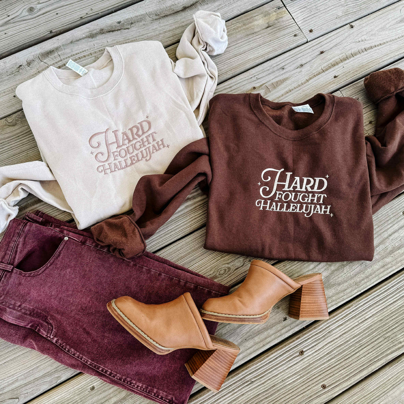 LAST CHANCE PRE-ORDER* Hard Fought Hallelujah Embroidered Crewneck Sweatshirt (Ships by 11/24)