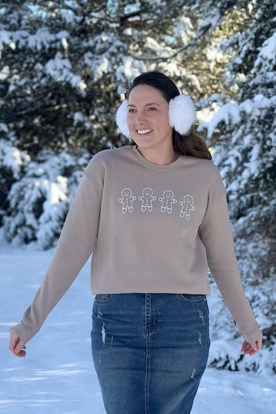 Gingerbread Row Graphic Sweatshirt in Tan (FINAL SALE)