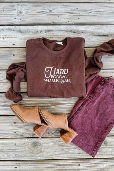 LAST CHANCE PRE-ORDER* Hard Fought Hallelujah Embroidered Crewneck Sweatshirt (Ships by 11/24)