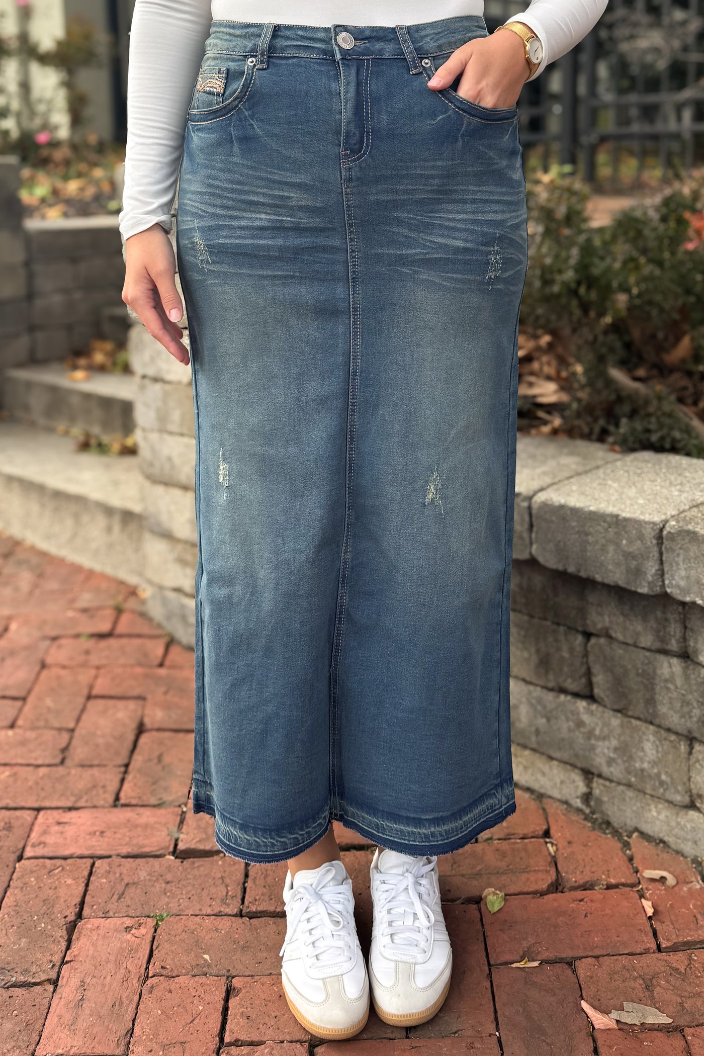 Megan Denim Maxi Skirt in Vintage Wash