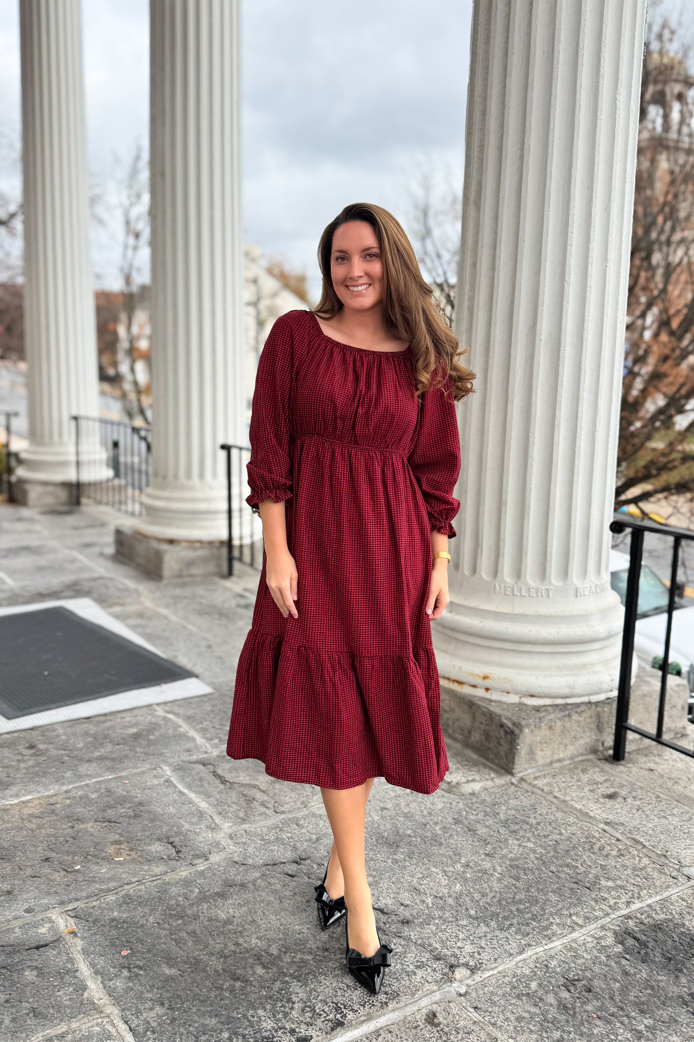 The Rylee Gingham Dress in Red