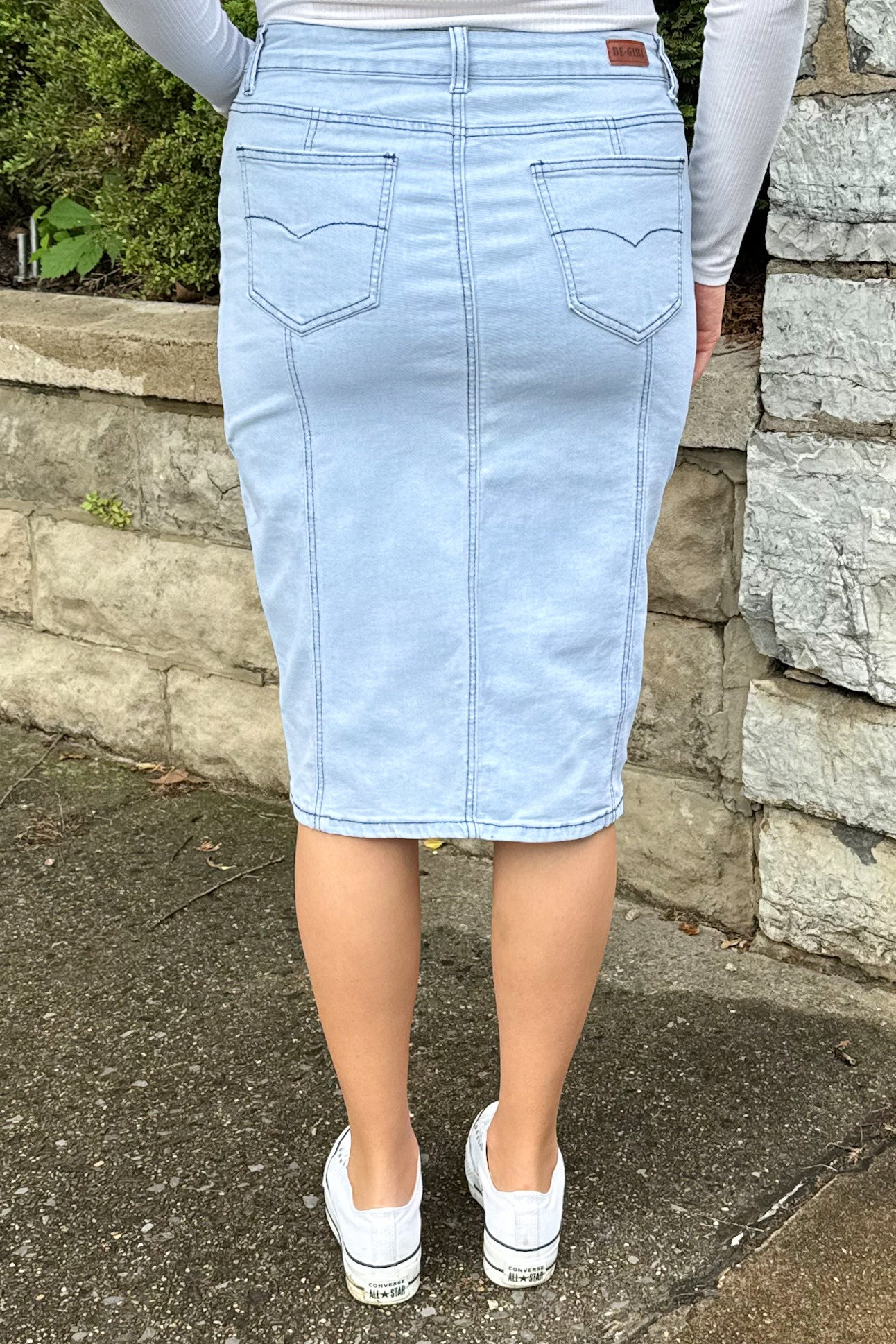 Panel Denim Skirt in Lt. Indigo