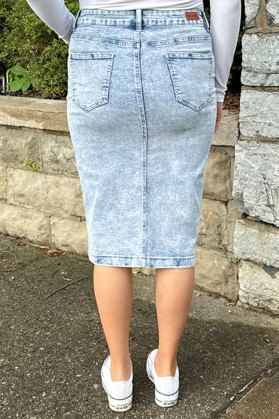 Emily Acid Wash Denim Skirt