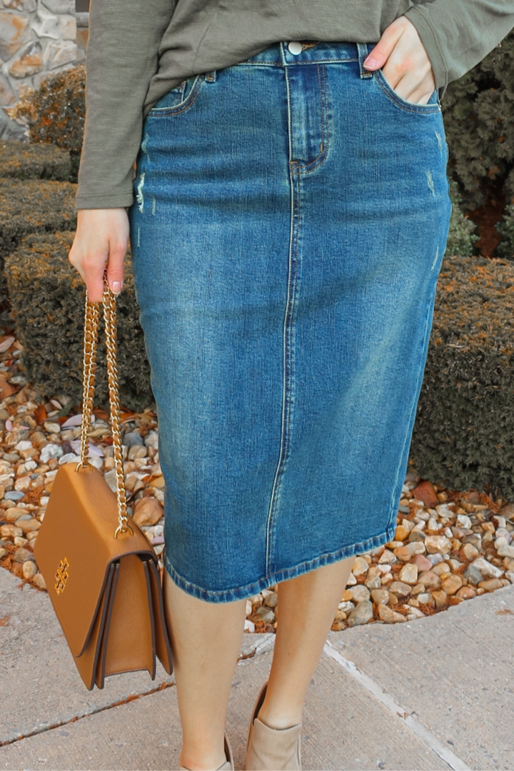 Jude Distressed Denim Skirt