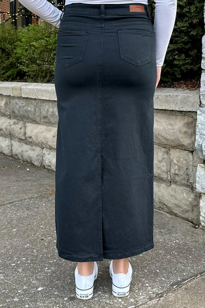 Taylee Denim Maxi Skirt in Black