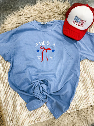 *EMBROIDERED* America Bow 1776 Tee (Ships by 5/20)