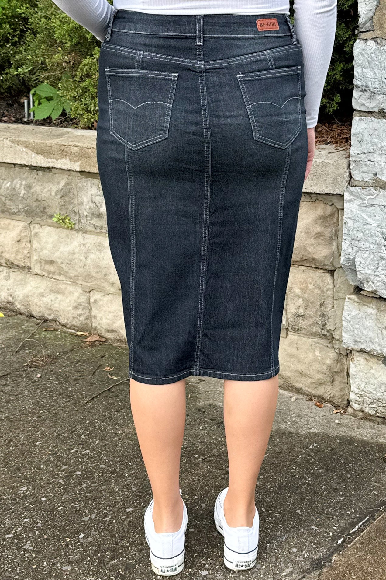 Panel Denim Skirt (BLK)