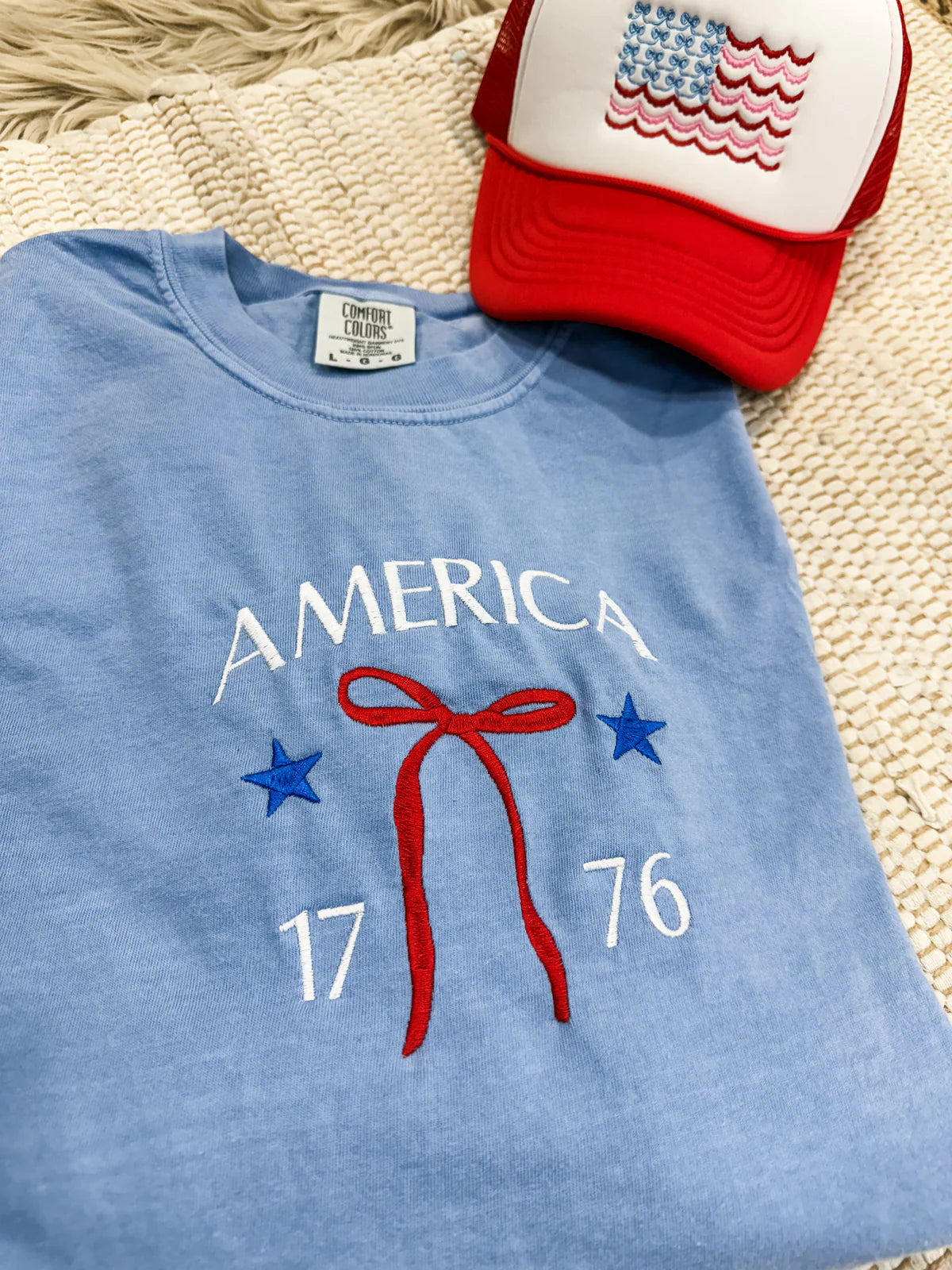 *EMBROIDERED* America Bow 1776 Tee (Ships by 5/20)