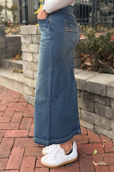 Megan Denim Maxi Skirt in Vintage Wash