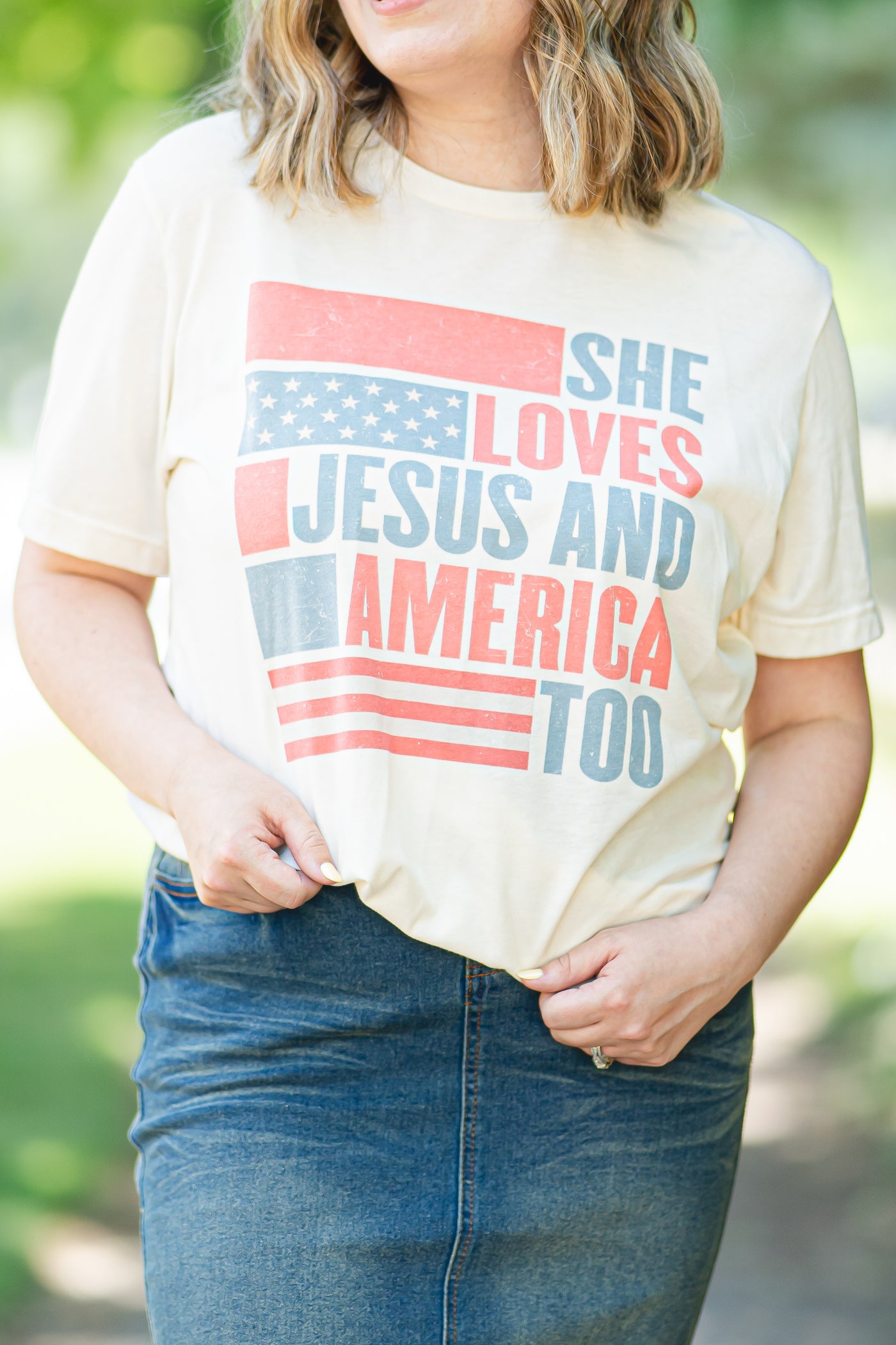 She Loves Jesus and America Too Vintage Graphic Tee (FINAL SALE)