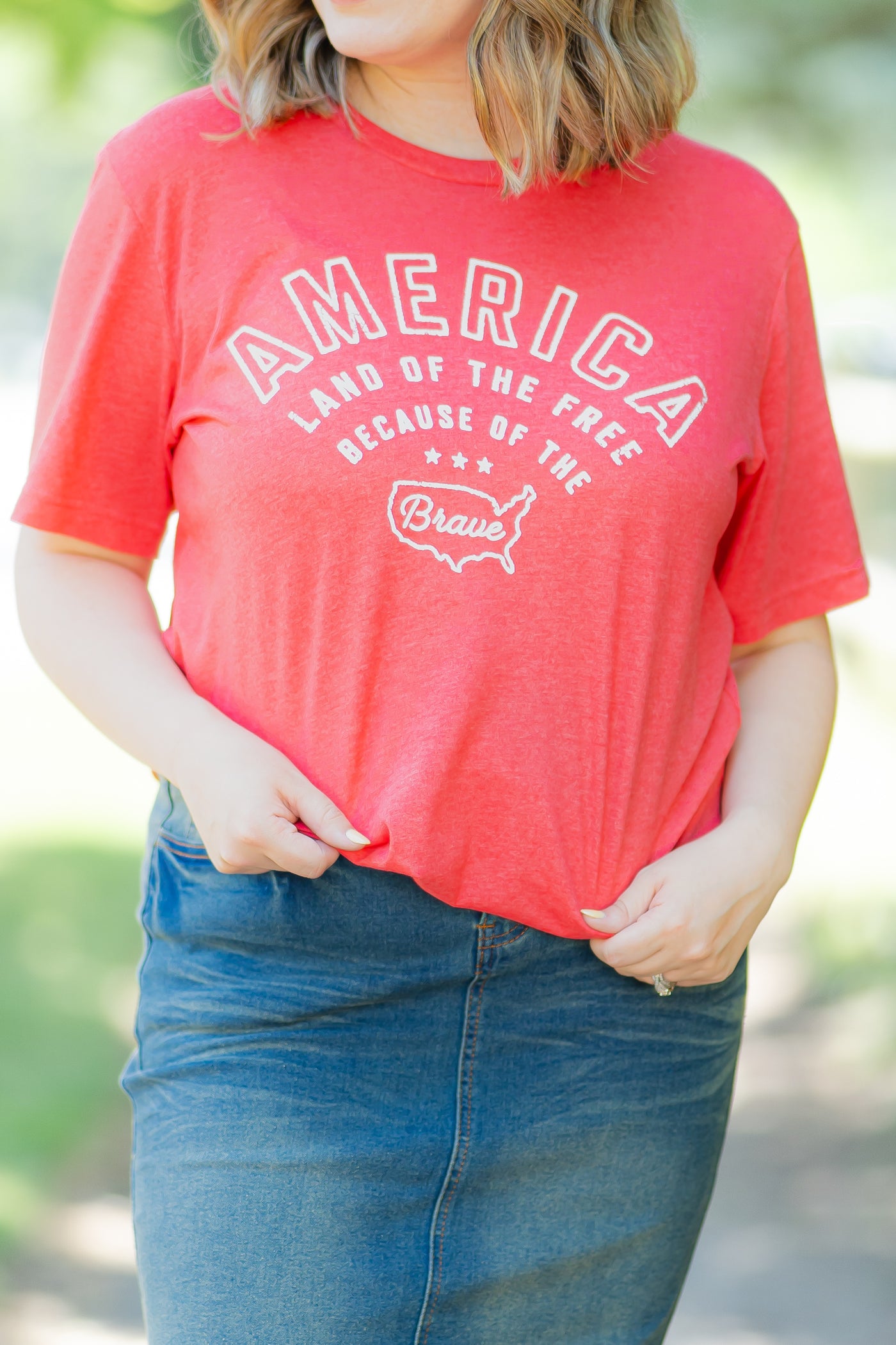 America The Brave Graphic Tee - Heather Red (FINAL SALE)