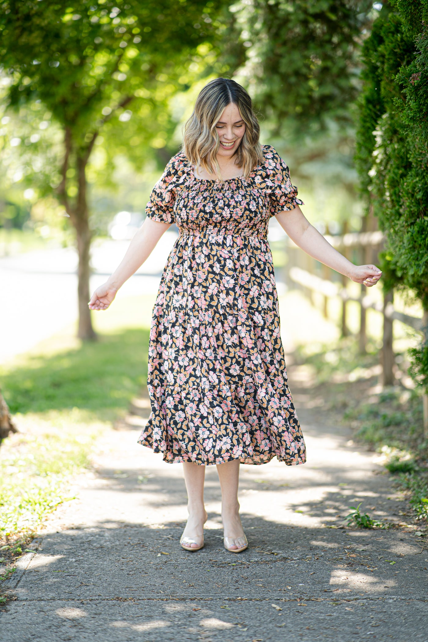 The Maxine Midi Dress in Persimmon