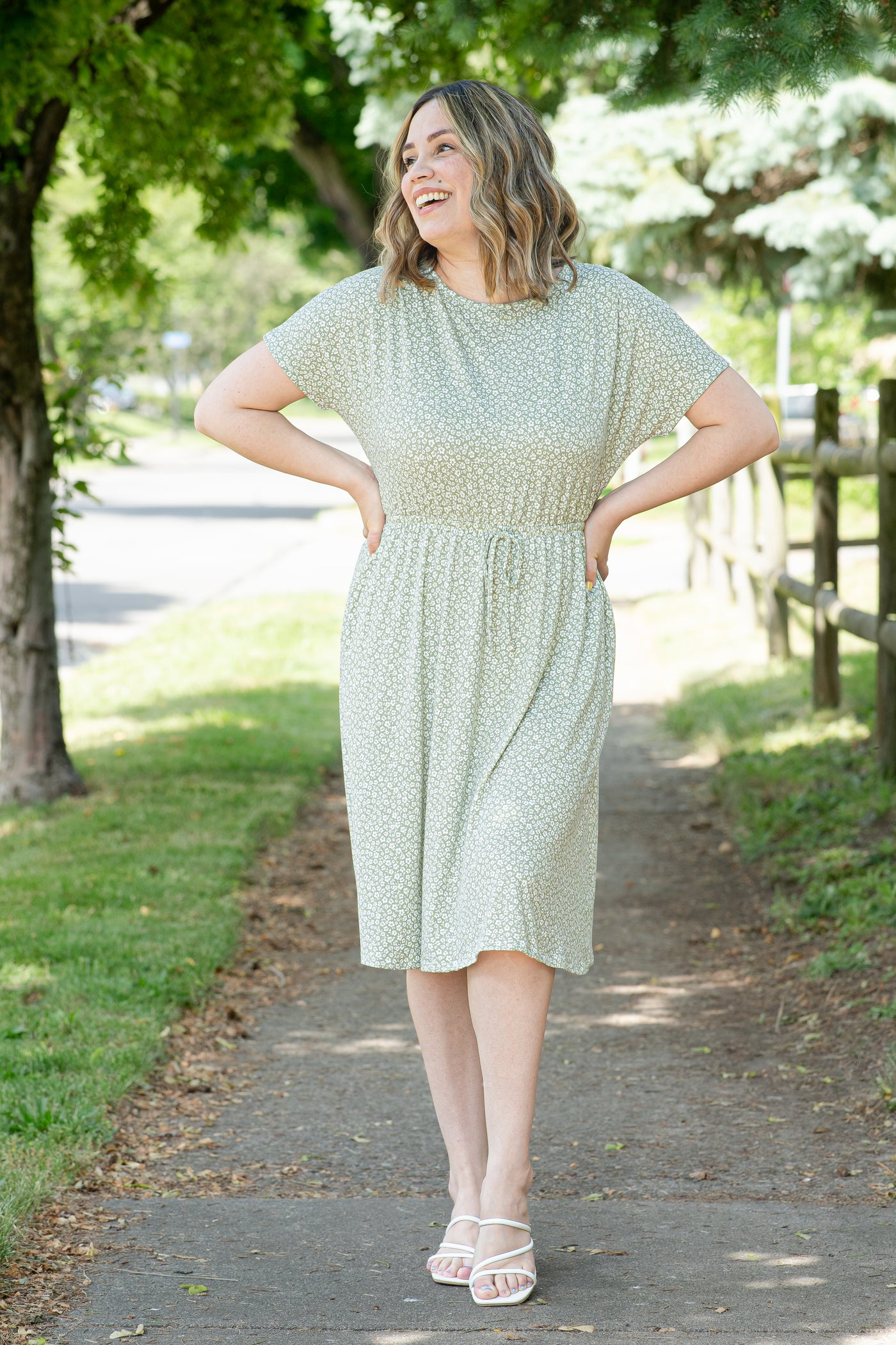 Ditsy Floral Midi Dress in Sage (Final Sale)