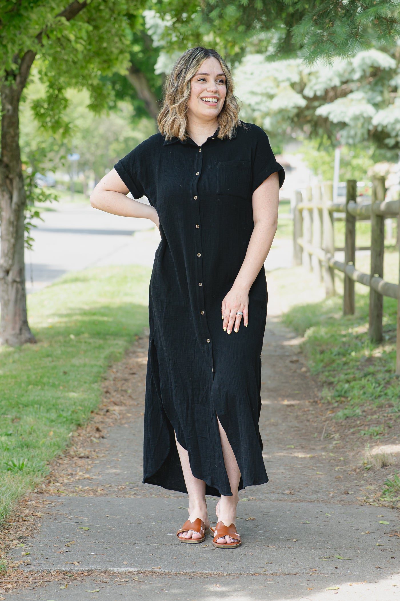 The Banks Button Up Shirt Dress in Black