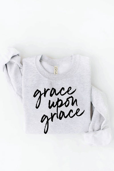 PINK DEALS* Grace Upon Grace Graphic Sweatshirt in Heather White