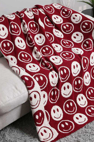 Happy Face Comfy Luxe Blanket - Multiple Colors