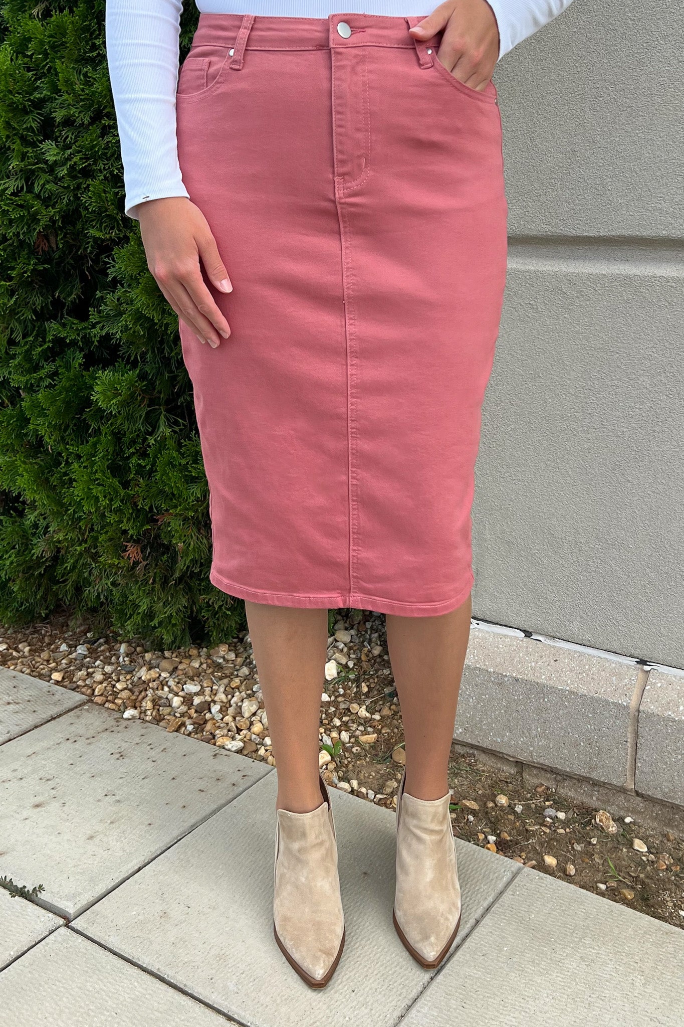 JDA Dusty Rose Denim Skirt (FINAL SALE)