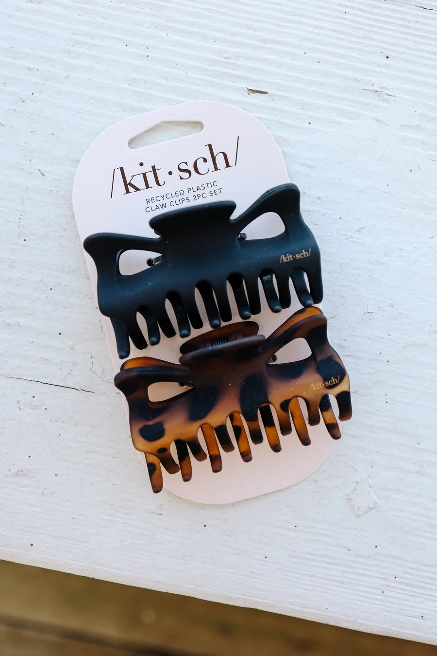 Recycled Plastic Large Claw Clip 2pc Set - Black & Tort