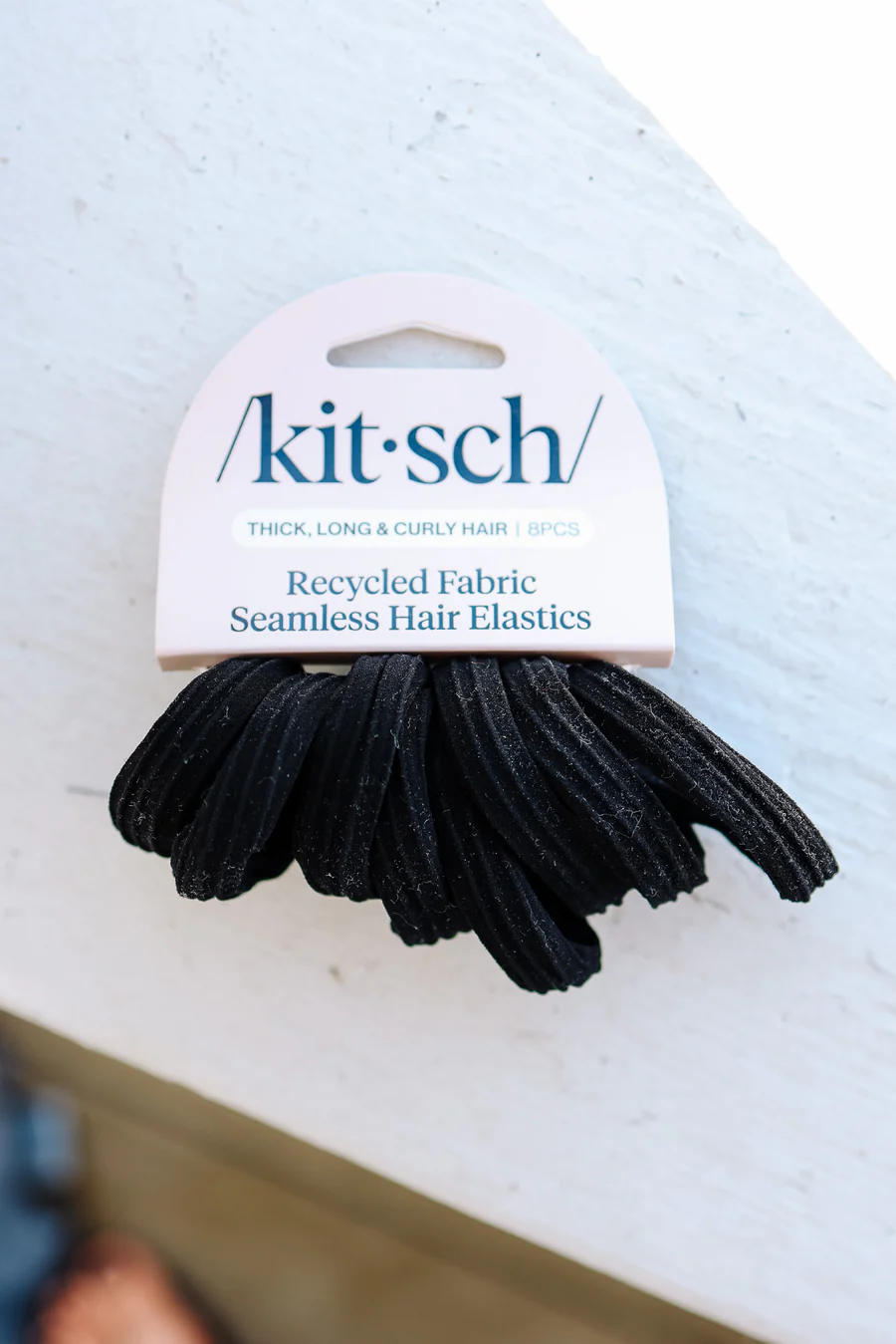 Recycled Seamless Hair Elastics 8pc Set- Black