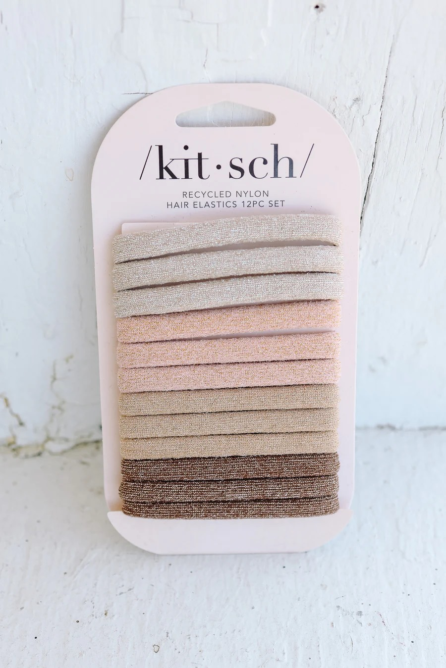 Recycled Nylon Glitter Medium Elastics 12pc- Neutral