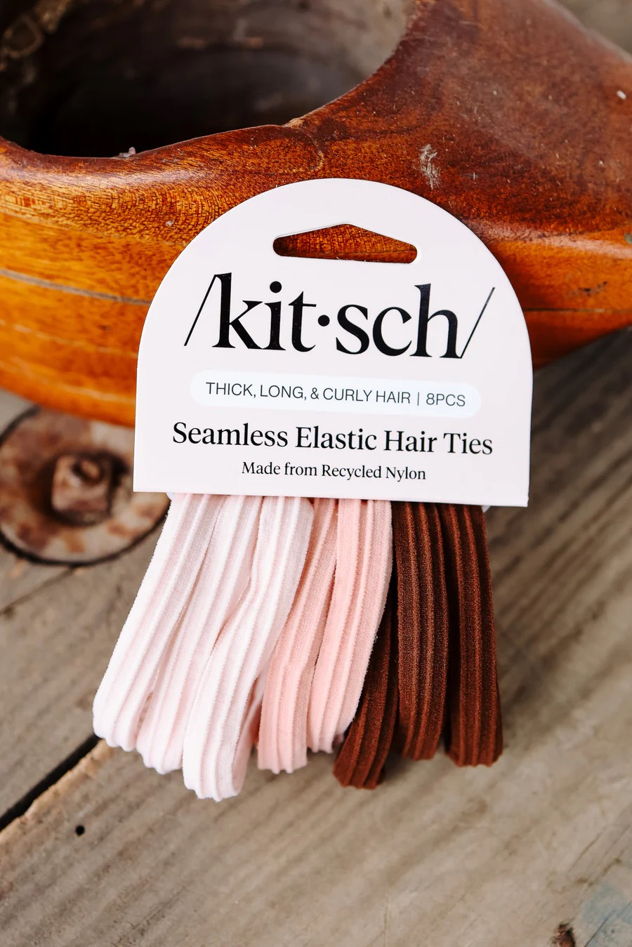 Recycled Seamless Hair Elastics 8pc Set- Rosewood