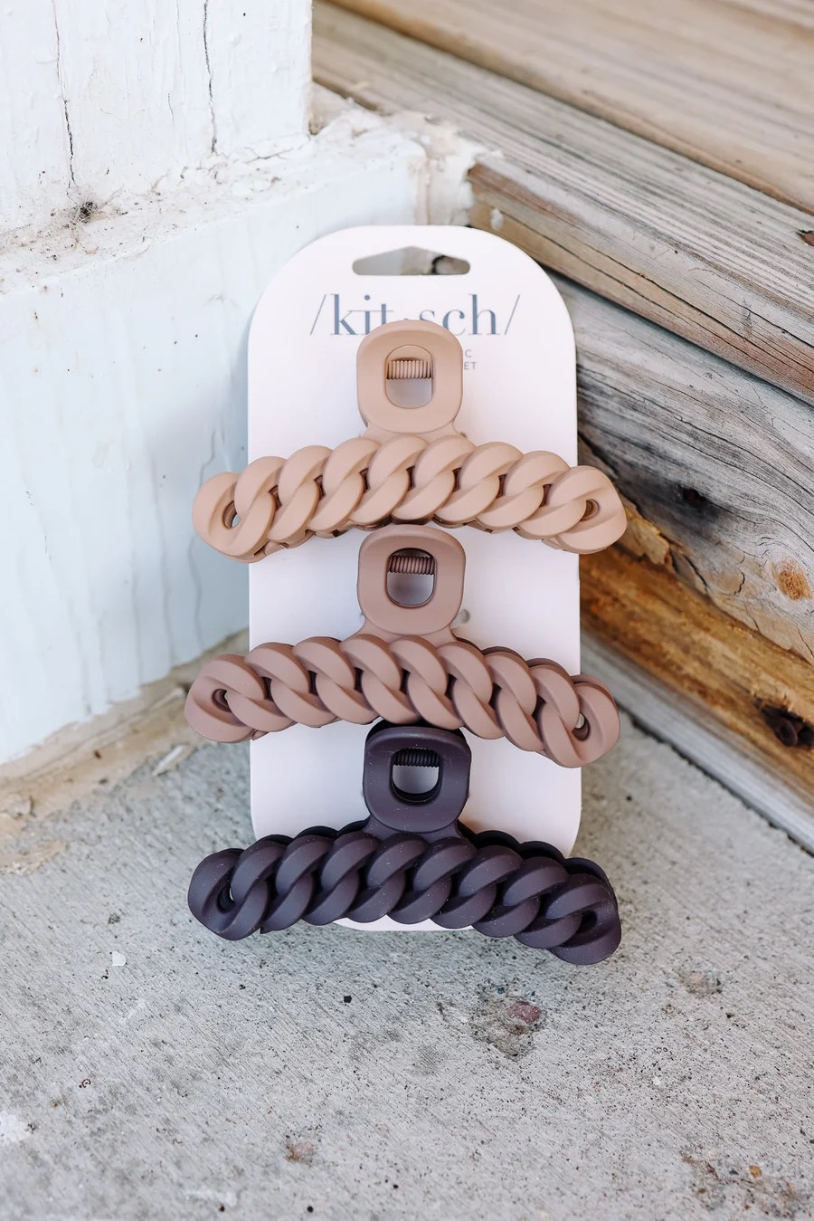 Eco-Friendly Chain Claw Clip 3pc Set - Neutral