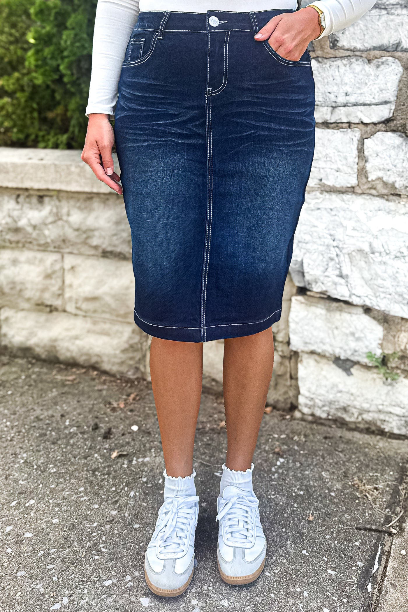 Ella Denim Skirt (Dk. Indigo)
