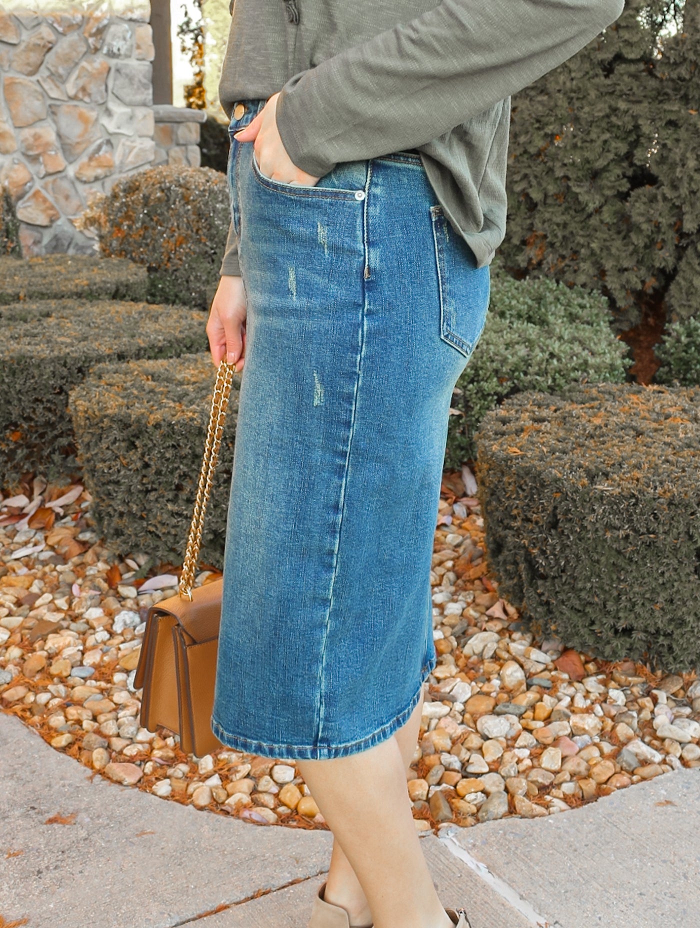 Piper Distressed Denim Skirt in Vintage