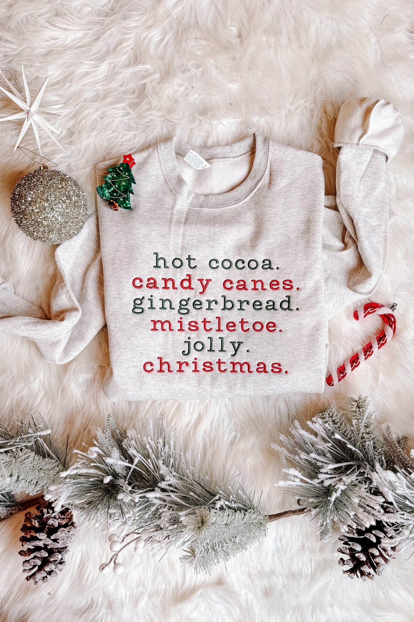 PRE-ORDER* All Things Christmas Embroidered Sweatshirt - Oatmeal Heather Ships by 12/3)