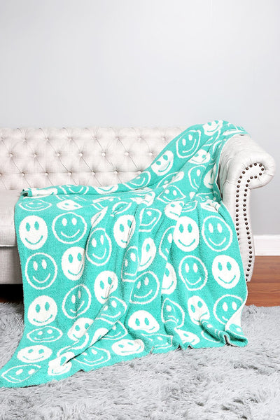 Happy Face Comfy Luxe Blanket - Multiple Colors