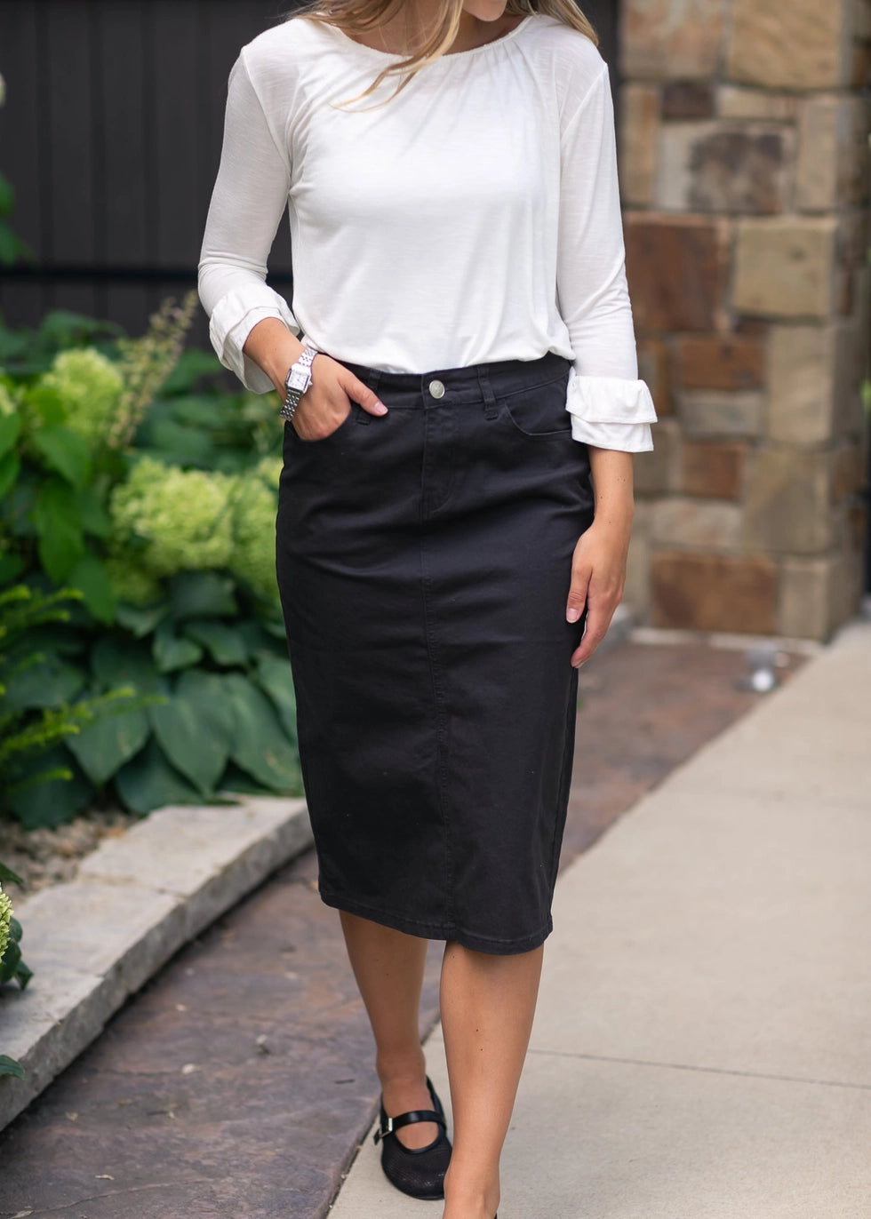 Taye Denim Skirt in Onyx Black