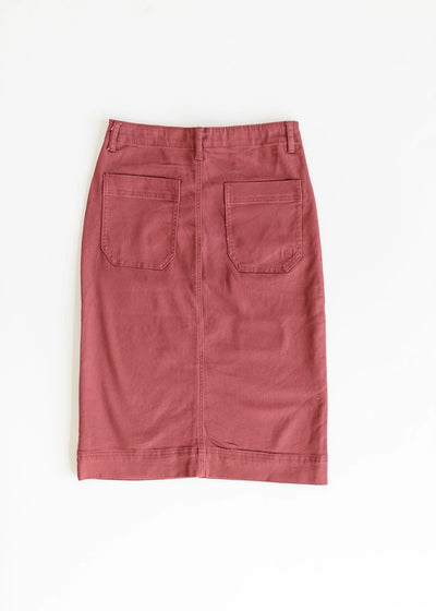 Amber Denim Skirt in Bright Burgundy