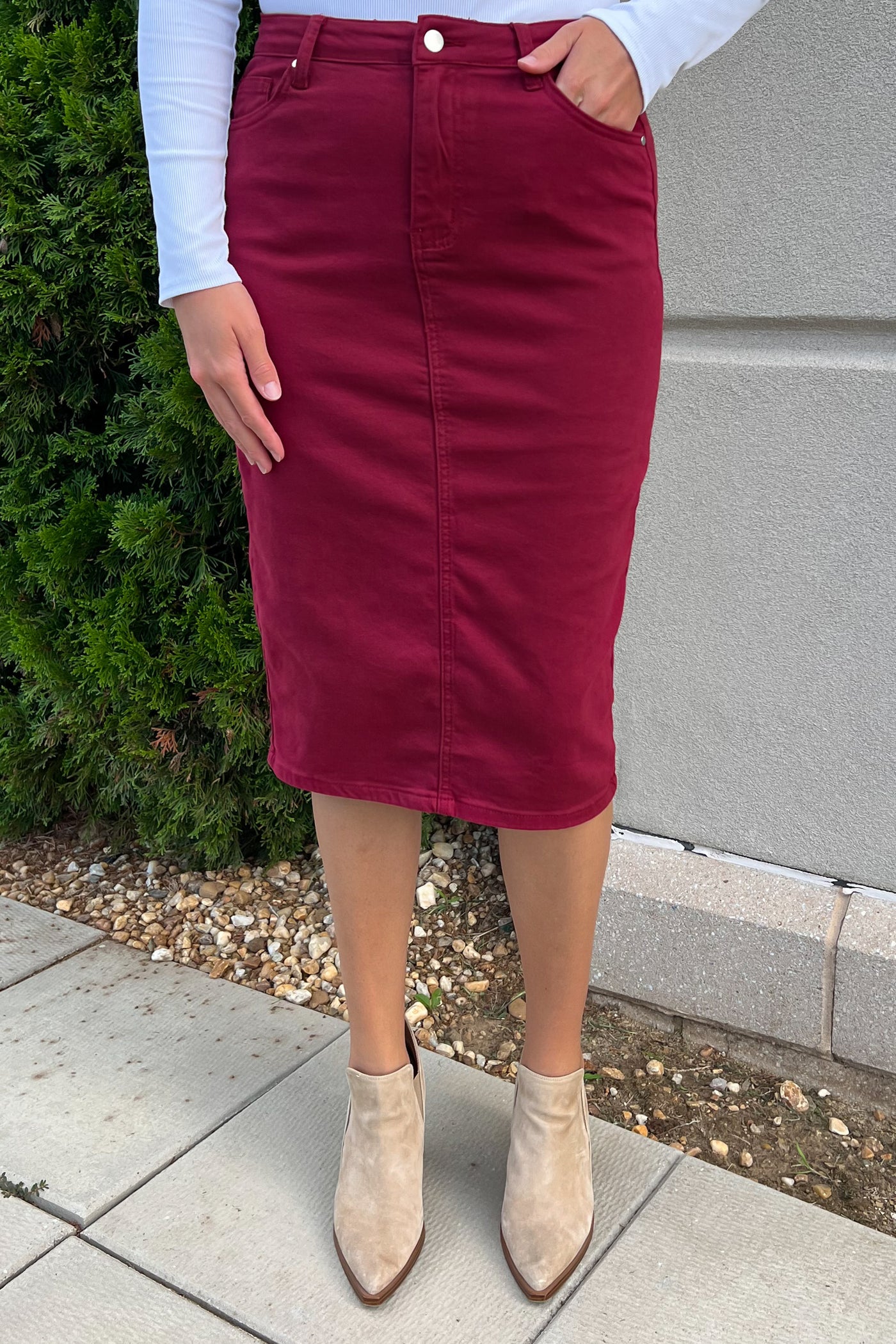 JDA Burgundy Denim Skirt (FINAL SALE)