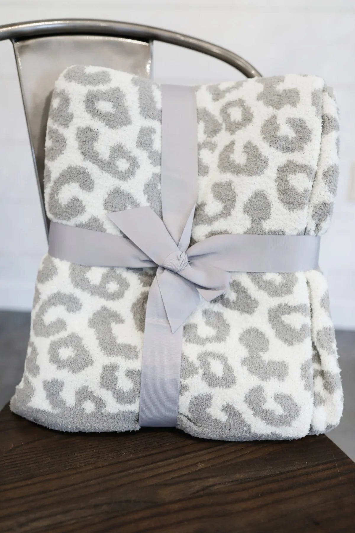 Leopard Comfy Luxe Blanket - Gray