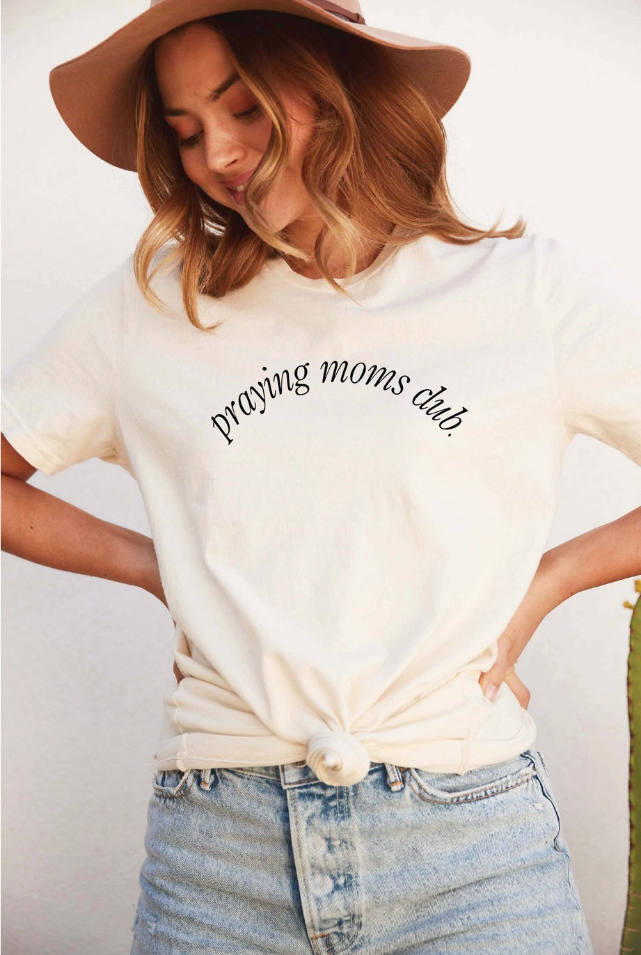 Praying Moms Club Graphic Tee in Vintage White