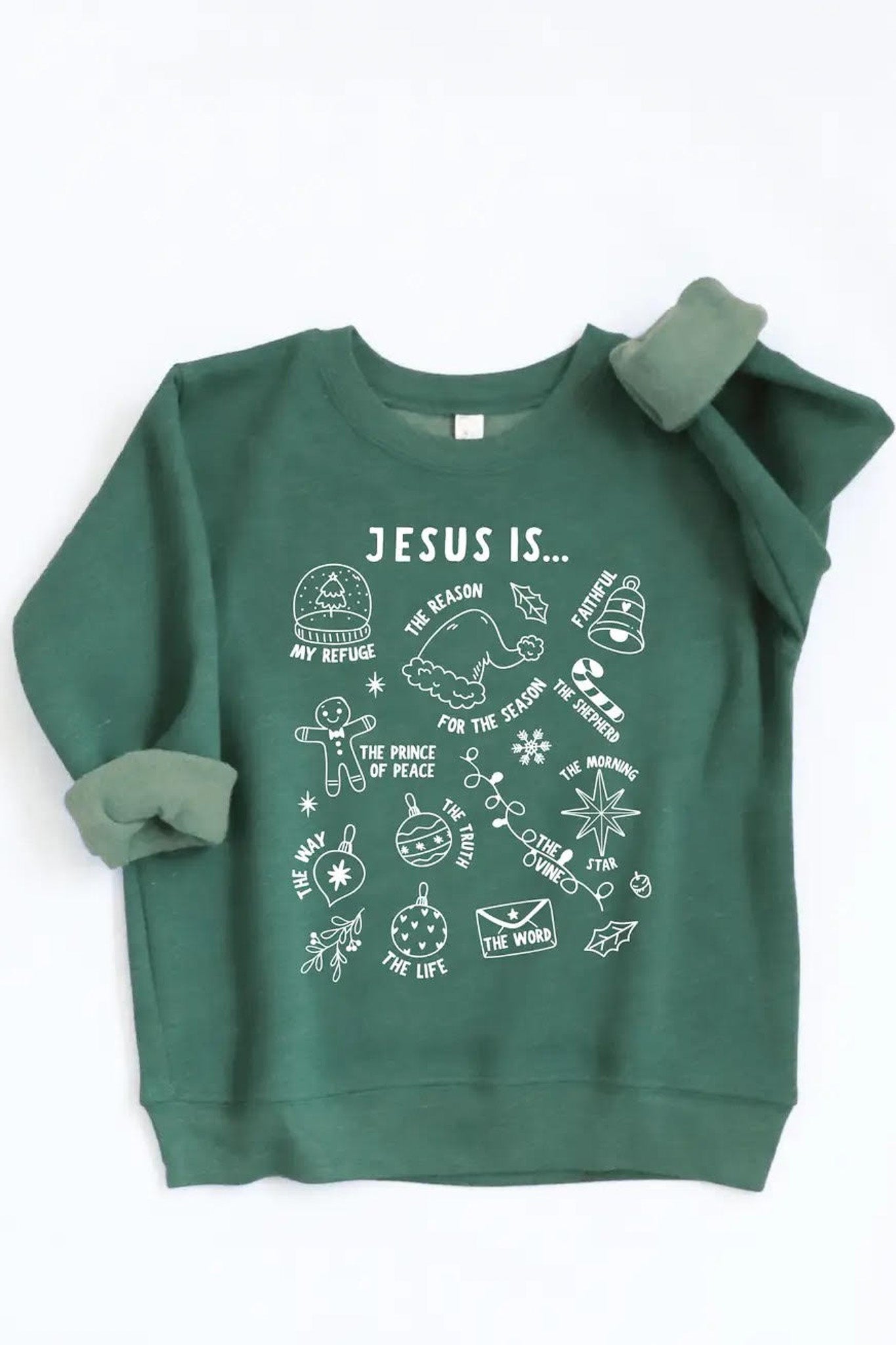 Ultra Soft* Jesus is the Reason Sweater in Forest Heather- Unisex Kids