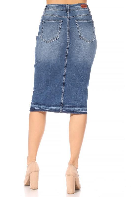 Sonya Distressed Denim Skirt (Indigo) - FINAL SALE