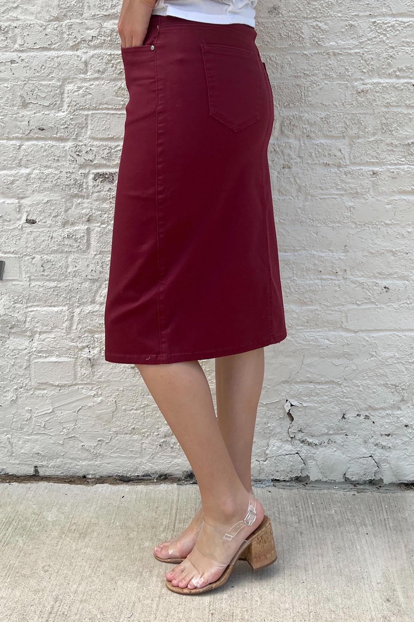 JDA Deep Burgundy Denim Skirt