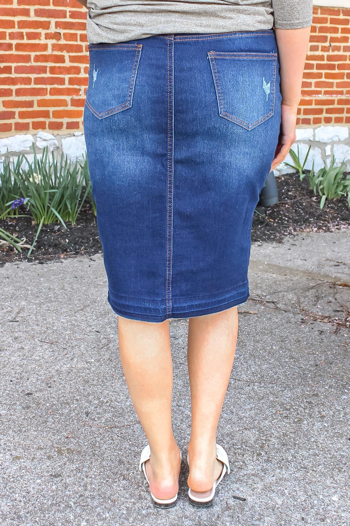 Devyn Moto Denim Skirt (Dk. Indigo) - FINAL SALE